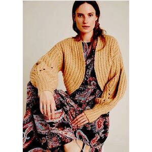Anthropologie Knit Chunky Cropped Rae Plush Alpaca Blend Cardigan Sz XS